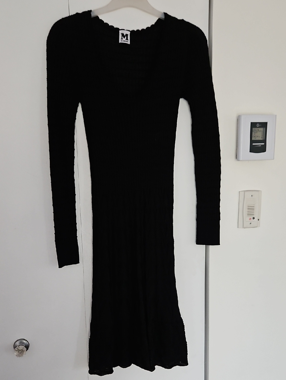 Missoni Black Long-Sleeve Ribbed Knit Dress